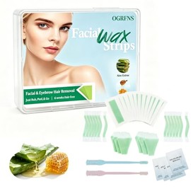 64 tiras de cera para cejas, tiras de cera para cara, labios y mentón Kit de depilación facial - Tiras de cera fría para mujeres y hombres, con toalli