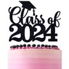Decoración para tartas de clase 2024 con purpurina negra, con