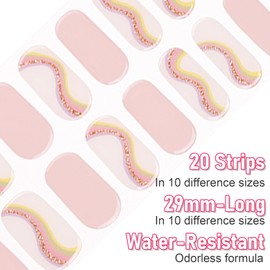 Boloshine 20 Stück Halbgehärtete UV Gel Strips, Langanhaltend Nagellack-Streifen Nägel zum Aufkleben, French Tips Nagelfolie Nagelsticker Selbstklebend für Frauen Mädchen - Das Band der Erinnerungen