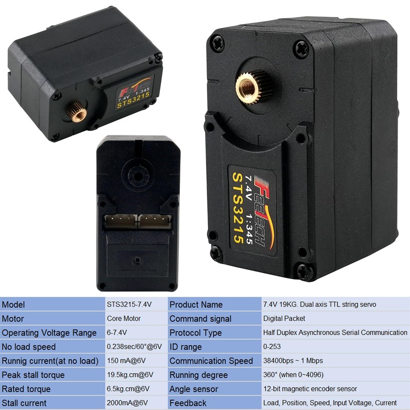 DIYmall STS3215 7.4V 19KG Magnetic Encoder Servo Metal Gear Dual