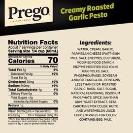 Prego Creamy Roasted Garlic Pesto Pasta Sauce, 14.5 oz Jar