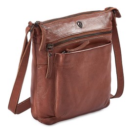 Cochoa women Real Leather Small Triple Zip Crossbody Bags Purse Travel Bag