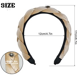 Lets Joy Geflochtene Stirnbänder, Dirndl Geflochten Stirnband, Oktoberfest Haarreif, Samt Haarreif, Vintage Gepolsterte Haarreifen, Oktoberfest Party Haarschmuck Party Zubehör-Beige