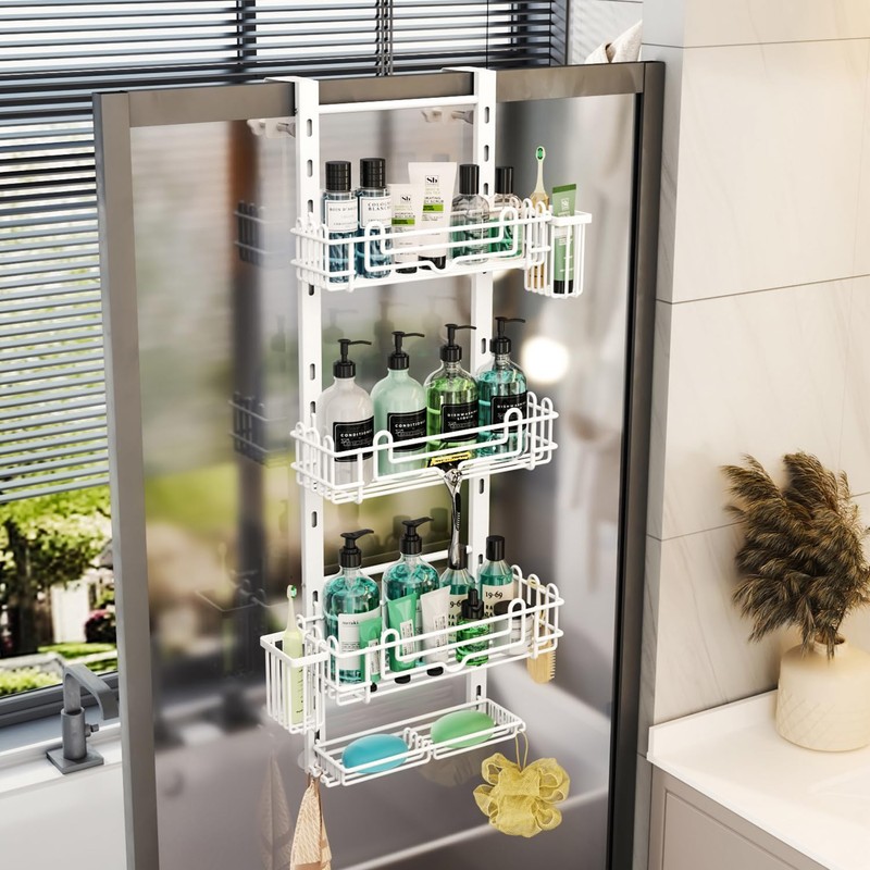 HapiRm 4 Tier Over the Door Shower Caddy, Hanging Shower