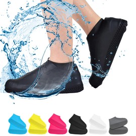 VBoo - Fundas impermeables para zapatos, antideslizantes, resistentes al agua, funda de goma de silicona, protectores de ciclismo para exteriores, para hombres, mujeres, niños (S, negro)