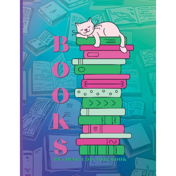 Reading Log Notebook: Cute 8.5x11 journal with 100 review pages,
