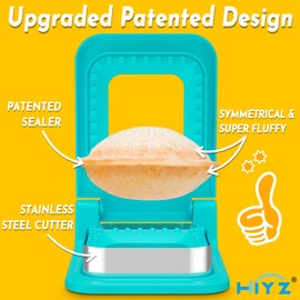 HiYZ Sandwich Cutter and Sealer - Square Stainless Steel Decruster Sandwich Maker - Peanut Butter and Jelly Crustless Sandwich Bread Pancake Maker Cookie Cutter for Kids Children Boys Girls Light Blue