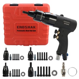 EROSHAK Pneumatic Rivet Nut Gun (10-24 & 1/4 & 5/16 & 3/8) Air Rivet Nut Pull Setter Tool with 4 Size Quick-Change Nose-Piece Assembly, 5pcs Mandrels Included with Each Size…