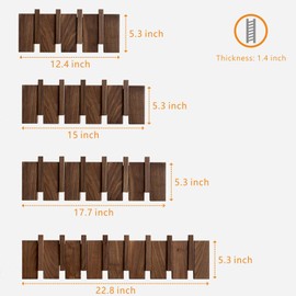 QUELLANCE Wood Coat Rack Wall Mount, Coat Hooks Hanger Wall Mounted, Heavy Duty Wall Coat Rack with 6 Hooks for Hanging Coats/Keys/Hats/Robe&Towels/Plants/Bags, Walnut