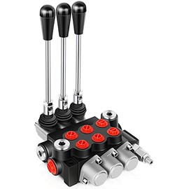 GYZJ Hydraulic Flow Control Valve 3 Spool 11 GPM SAE Ports Adjustable Relief Lever Handle Double Acting Parallel Center Tractor Loader W/ Joystick Small Tractors/Tanks Loaders Log Splitters 3600 PSI