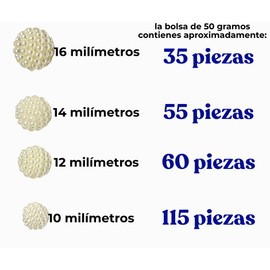 Abalorio Perla Granulada Acrílica, 50 Gramos, para Bisutería, Manualidades y Fabricación de Accesorios-12 milimetros