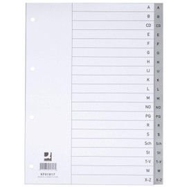 Plastic Index A – Z Register – Without Book 20 Pages Made from Polypropylene. Embossed Tabs. Colour: Grey.