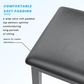 HEXANT Piano Bench Chair with Faux Leather Upholstered Seat/Padded Cushion/Iron Metal Frame, Home Digital Piano Keyboard Seat,Black