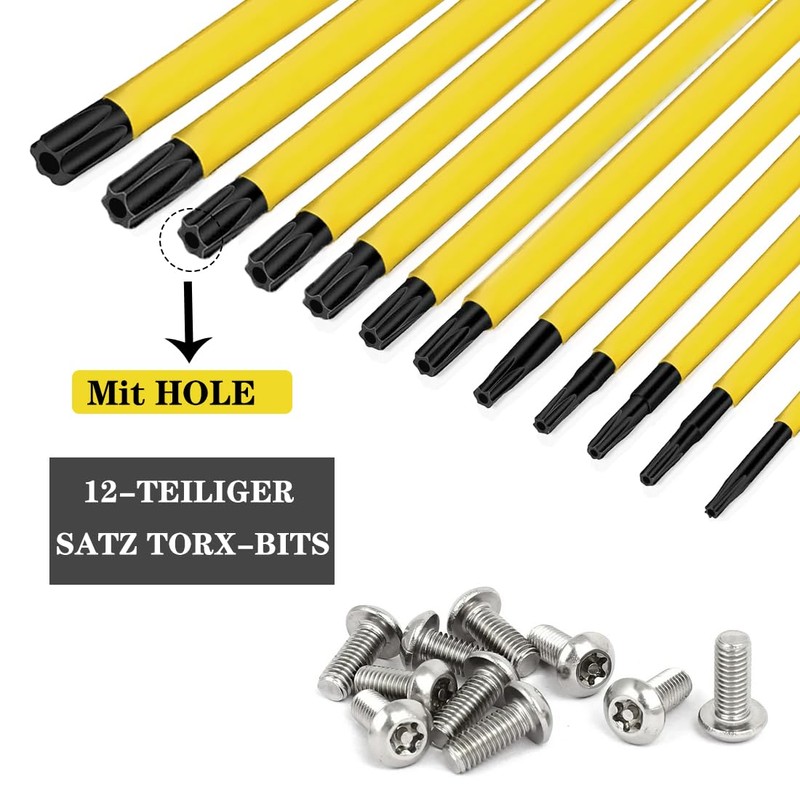 Saipor 12 Pieces 150 mm Torx Screwdriver Bit Set, Magnetic