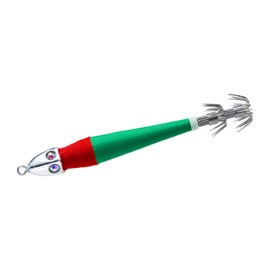 DUEL YO-ZURI Four-Eyed Lead Squid Jig, No. 25 (3.3 oz (94 g)), FRM:06 (Flash Red Green)