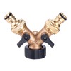 Hicello 2-Way Garden Hose Brass Splitter with Two 3/4 Inch