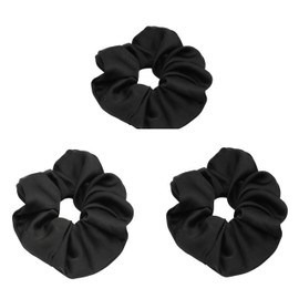 Mytoptrendz® 3 Pack- Plain Large Scrunchies Soft Hair Micro Satin Hair Ties (- Black)