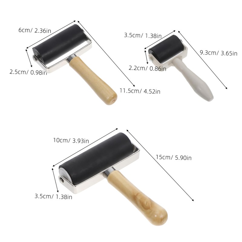 DOITOOL 3 Pcs Print Roller Set Durable Rubber Ink Rollers
