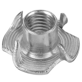 sourcing map M8x11mm T-Nuts 4 Pronged Tee Nut 304 Stainless Steel Threaded Inserts for for Wood, Rock Climbing Holds, Cabinetry, Furniture 25pcs