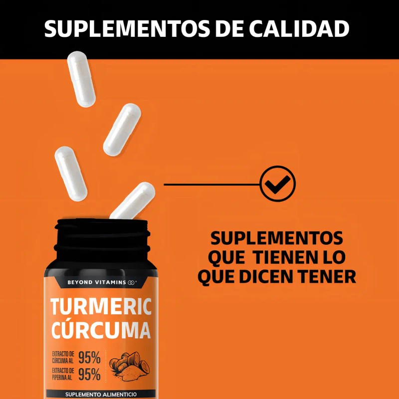 Turmeric Cúrcuma Extracto Raíz Estandarizada Pimienta Negra Curcumina Curcuminoides Suplemento