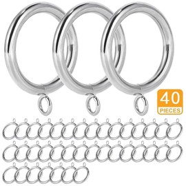 Generic Thick Metal Curtain Rings,1.5-Inch Inner Diameter, 0.24-Inch Wire Diameter Fit up 1.2-inch Rod (Satin Nickel-40pcs)