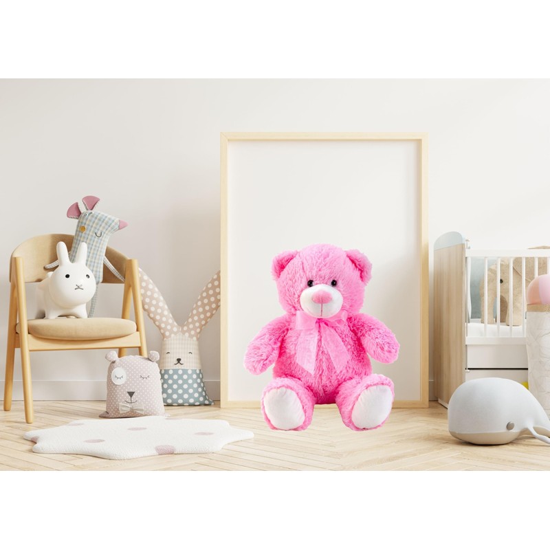 Lifestyle & More Teddy Bear Cuddly Bear Pink with Bow