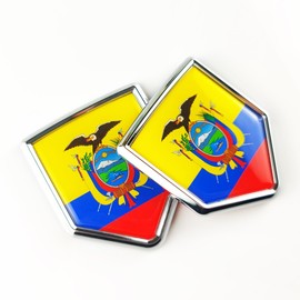 Newperlite Ecuador Flag Decal Sticker Car Emblem Ecuadorian Flag Car Decoration Accessories Chrome Shield for Truck Vehicles Cars, 2 Pack