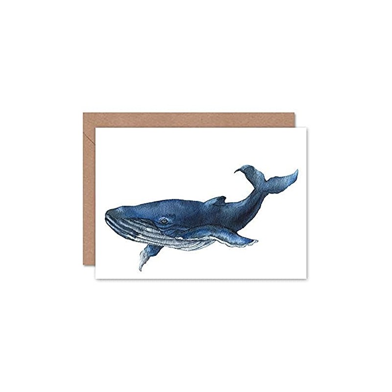 Wee Blue Coo Blue Whale Watercolour Greeting Card With Envelope