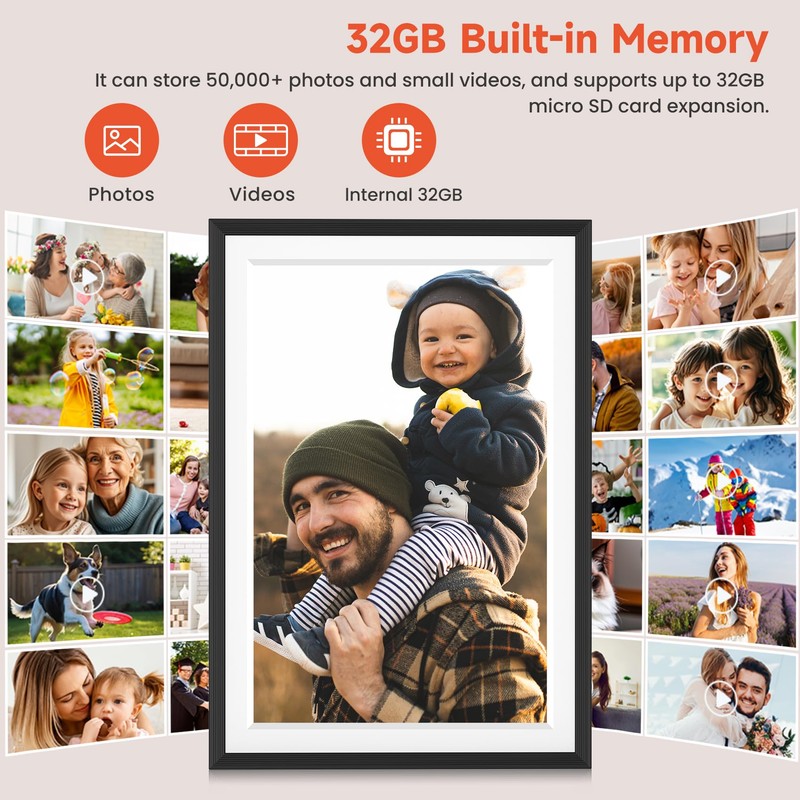 Frameo 10.1" WiFi Digital Picture Frame with 32GB Memory, 1280