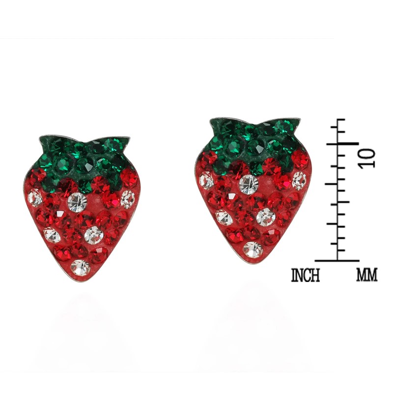 Strawberry Sensation CZ .925 Silver Stud Earrings