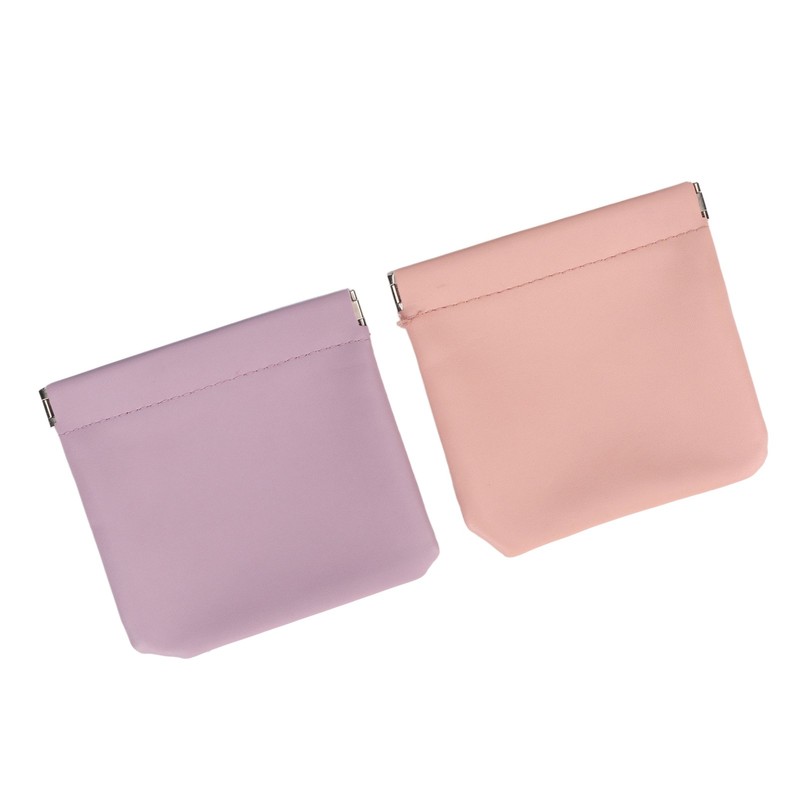 4 Colors Mini Lipstick Storage Bag Automatic Closure Portable PU