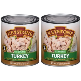 Keystone Meats All Natural Turkey Fully Cooked 28oz No Preservatives Food  - Pack of 2 Cans