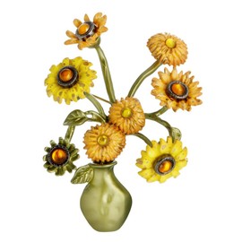 Sunflower Vase Brooch for Women Sunflower Brooch Oil Painting Vintage Plant Brooch Pin Artist Series Brooch Pin for Women Girls Clothing Accessories