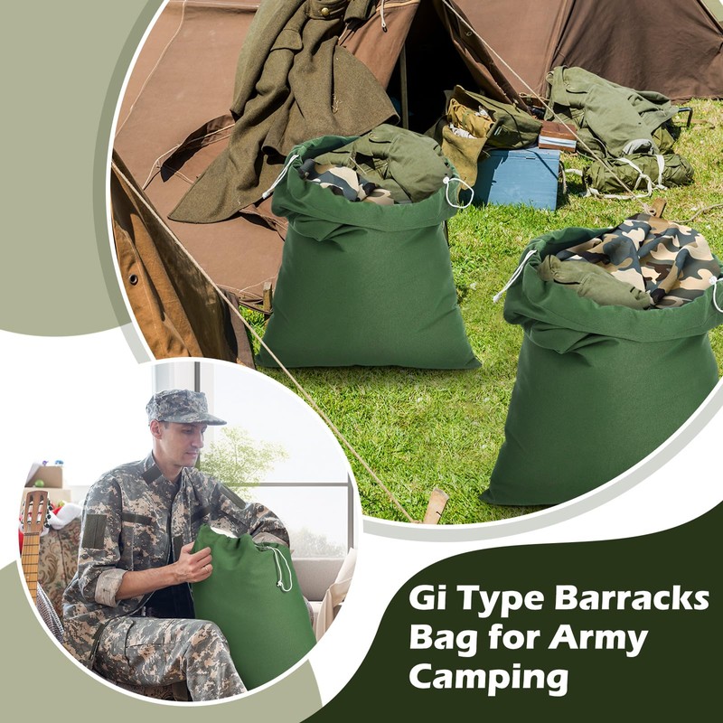 Locmeo 4 Pack Army Laundry Bags Military Cotton Laundry Bag