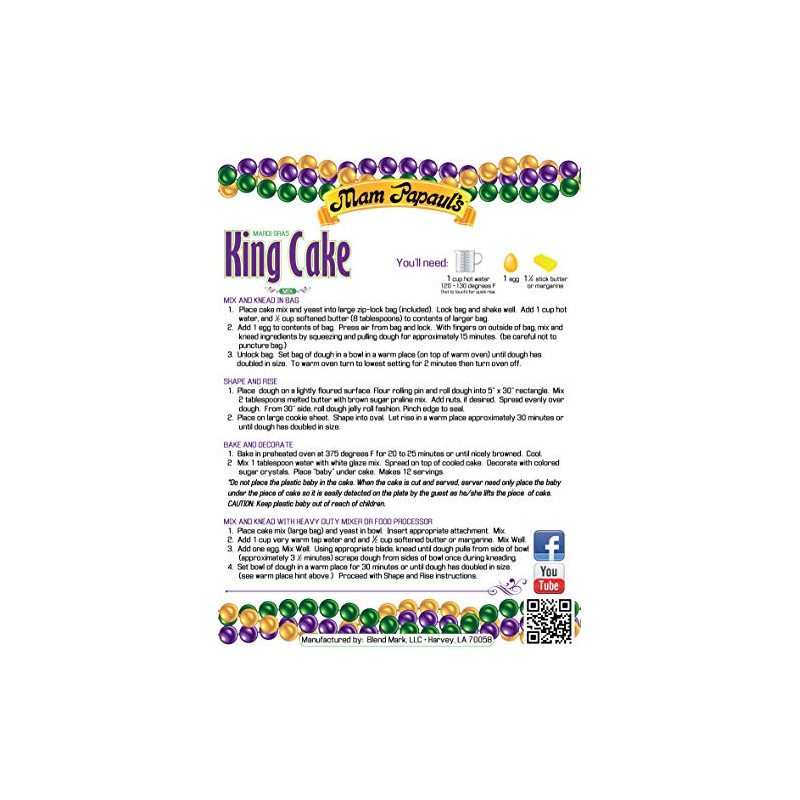 Mam Papaul's King Cake Mix with Praline Filling