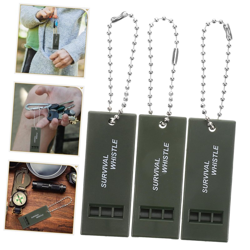 Sosoport 3pcs Black Whistle Emergency Survival Whistle Beaded Chain for