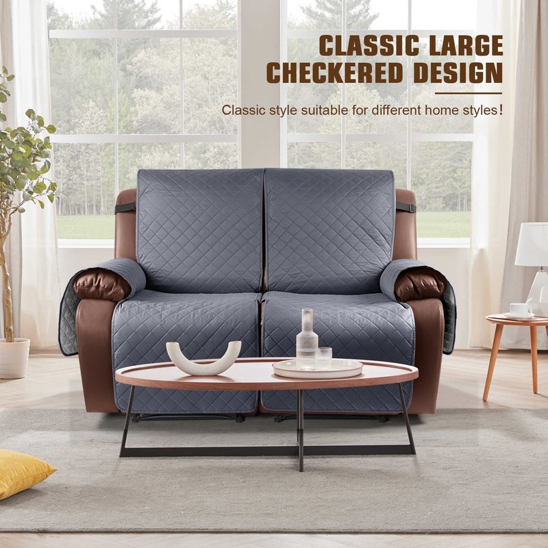 KinCam Waterproof Oversized Loveseat Recliner Cover, Non-Slip Reclining Couch Covers