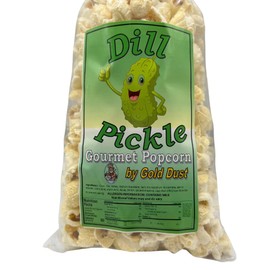 Gold Dust Kettle Corn | Dill Pickle | Pickle Flavored Popcorn | Gourmet Popped Popcorn Snack Bag | Non-GMO | Made with Real Butter | Fluffy Pre Popped Popcorn | Made in Nebraska | 2 oz Bag