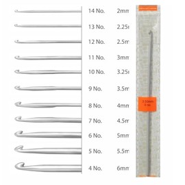 AARNAV Aluminium Crochet Hook for Wool Work, Hand Knitted Sewing DIY Craft Weaving Needle, Ideal for Sweaters, Purses, Scarves, Hats Grey, 15cm (6") One Metal Crochet Hook (Grey Size 13/2.25mm)