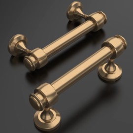 Amerdeco 10 Pack Dark Champagne Bronze Cabinet Pulls 3 Inch Hole Centers, 4 Inch Length Handles for Kitchen Cabinet Hardware,Solid Cabinet Handles for Bathroom Drawer Handles IH0005…