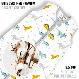 Mama Cheetah Baby Sleep Sack 0.5 TOG, Organic Cotton Baby Wearable Blanket with Two-Way Zipper, Swaddle Transition Baby Sleeping Bag for Newborn Infant Toddler Boy Girl, 6-12 Months