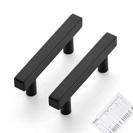 Ravinte 5 Pack Matte Black Cabinet Pulls 2-1/2 inch Black Cabinet Handles Kitchen Pulls for Cabinets with Mounting Template 4 inch Overall Length