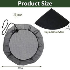 WOUMON Pack of 2 rain butt net, high-quality rain butt cover with drawstring, adjustable water butt net, protective net rain butt protection against leaves, insects (style 1)