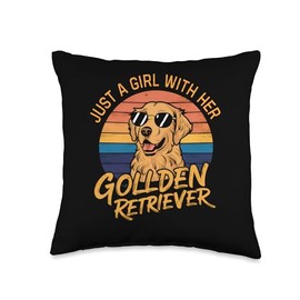 Just a Girl and her Golden Retrievers Girls Who Love Dogs Throw Pillow