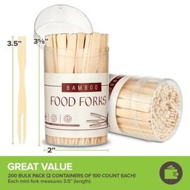 10,000 Bamboo Appetizer Forks, 3.5" Disposable Bamboo Fork for Charcuterie, Mini Forks for Appetizers, Cocktail Forks for Weddings, Small Appetizer Picks
