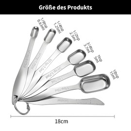 Yoedge Kitchen Measuring Spoons, Tea Spoons, Stainless Steel Square Metal Measuring Spoons, Kitchen Accessories for Measuring Dry or Liquid Ingredients for Cooking and Baking