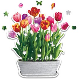 Pawparty Unique Shapes Puzzle, 215 Piece Artificial Flowers Jigsaw Puzzle for Adults, Teens and Family Gfit for Valentine's Day, Original Design Puzzle (Tulips (215 pcs))