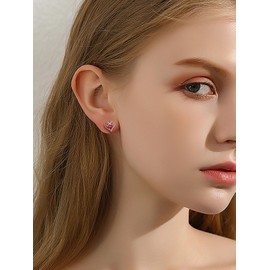 Silvercute January Birthstone Heart Stud Earings for Women Girls Cute Infinity Jewellery Red Garnet Pendant Earrings Sterling Silver