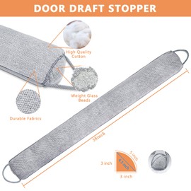 WochiTV Triangle Under Door Draft Stopper Noise Blocker 38 Inches for Door Bottom Air Seal Insulation and Soundproof, Heavy Duty Weather Guard Snake Stripping, Gray