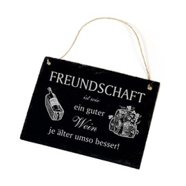 Plaque Engraved Slate Sign - Freundschaft ist wie ein guter Wein - Slate Decorative Sign 22 x 16 cm | Dekolando Home Accessories